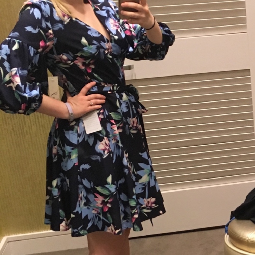 Eliza J. Floral 3/4 Sleeve Mini Dress